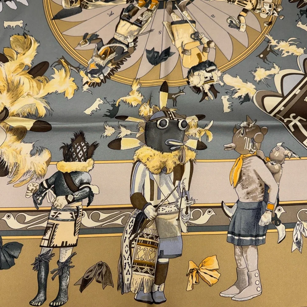 Hermès Vintage Kachinas Hopi Silk Scarf by Kermit Oliver - Picture 8 of 14